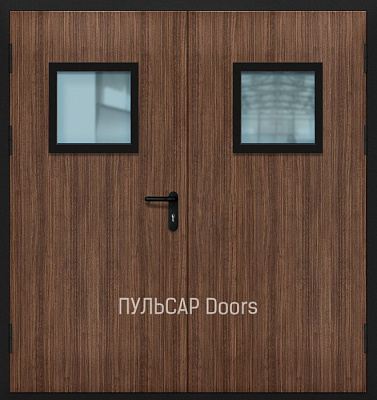 Остекленная противопожарная дверь деревянная серии «Бизнес» с покрытием из МДФ