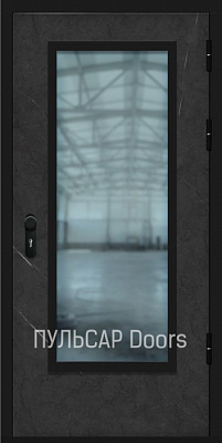 Противопожарная стеклянная дверь деревянная серии «Дизайн» из CPL панели