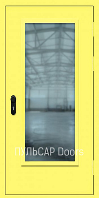 Противопожарная стеклянная дверь одностворчатая из мдф