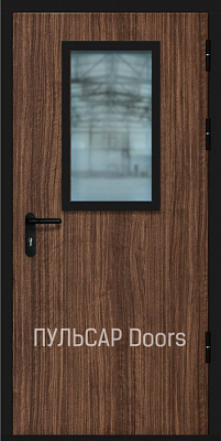 Одностворчатая дверь с отделкой CPL и прямоугольным стеклом