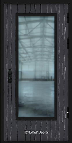 Однопольная дверь с большим остеклением с HPL панелью