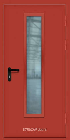 Одностворчатая деревянная дверь с большим остеклением из МДФ