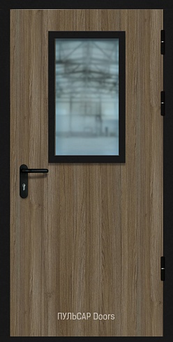 Остекленная противопожарная дверь деревянная EIS30 из МДФ HiTeck dolomite