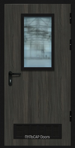 Звукоизоляционная дверь EIS60 42Rw для гостиниц с МДФ Audacity Audace со стеклом и решеткой