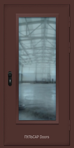 Противопожарная стеклянная дверь входная одностворчатая из мдф
