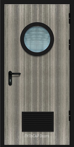 Остекленная противопожарная дверь деревянная серии «Дизайн» с покрытием HPL 