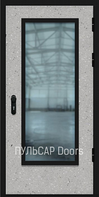 Однопольная дверь с большим остеклением с отделкой HPL и прямоугольным стеклом