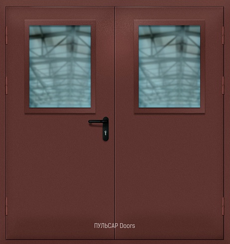 Двустворчатая металлическая дверь противопожарная RAL-8017 – купить, заказать по выгодной цене от 50950 руб.