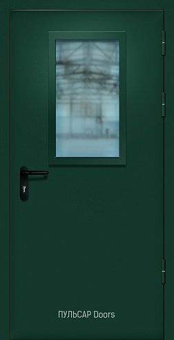 Одностворчатая противопожарная дверь RAL-6009 без порога с прямоугольным стеклом – купить, заказать по выгодной цене от 27540 руб.