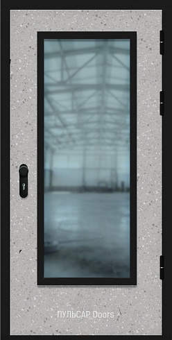 Однопольная дверь с большим остеклением с отделкой HPL и прямоугольным стеклом
