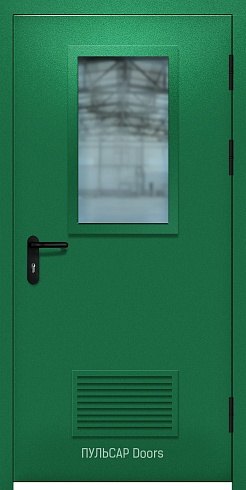 Железная однопольная противопожарная дверь без порога с решеткой и окном для гостиниц