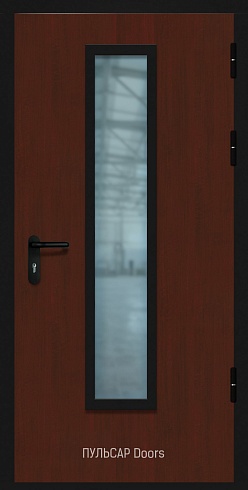 Остекленная противопожарная дверь деревянная серии «Дизайн» МДФ Дикая Груша