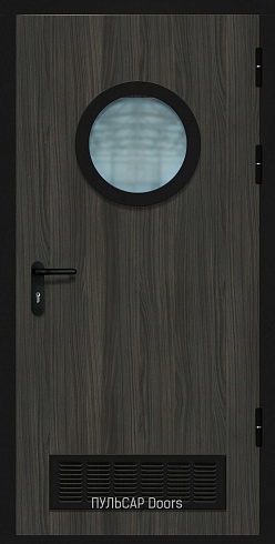 Звукоизоляционная дверь EIS30 38Rw для гостиниц из МДФ Audacity Audace со стеклом и решеткой