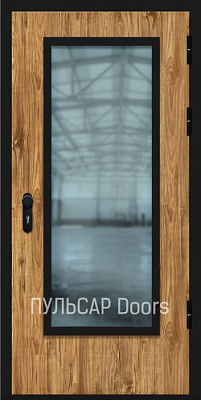 Противопожарная стеклянная дверь деревянная с отделкой панели CPL