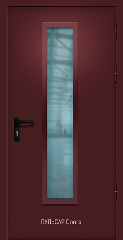 Однопольная огнезащитная дверь RAL-3007 без порога с прямоугольным стеклом – купить, заказать по выгодной цене от 27105 руб.