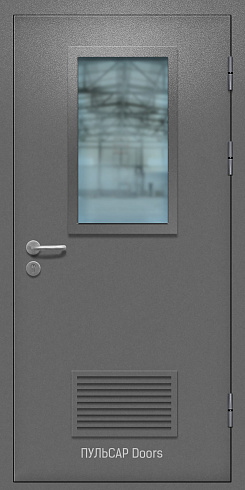 Техническая порошковая дверь со стеклом и решеткой – купить, заказать по выгодной цене от 39078 руб.