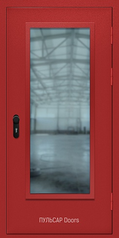 Противопожарная стеклянная дверь для бизнес-центра однопольная порошковое покрытие