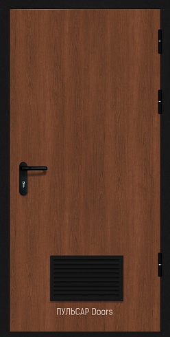 Дверь противопожарная деревянная EIS60 из МДФ Bourbon-Cherry Cerisier-Bourbon с решеткой