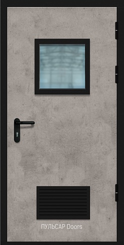 Противопожарная стеклянная дверь деревянная серии «Дизайн» с отделкой CPL и решеткой