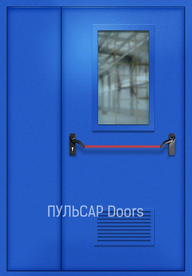 Противопожарная стеклянная дверь полуторная с порошковым покрытием – купить, заказать по выгодной цене от 44226 руб.