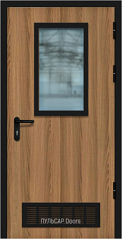 Остекленная противопожарная дверь без порога из шпон панели с узкой решеткой – купить, заказать по выгодной цене от 27378 руб.
