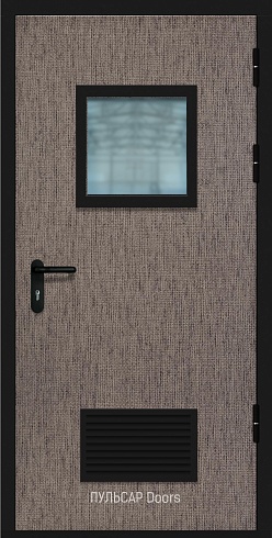 Пластиковая противопожарная дверь с покрытием HPL с квадратным стеклом