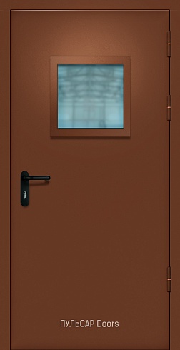Однопольная огнестойкая дверь RAL-8011 с квадратным стеклом без порог – купить, заказать по выгодной цене от 27385 руб.