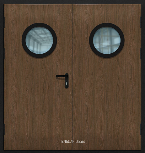Техническая двупольная дверь с покрытием из МДФ и стеклом – купить, заказать по выгодной цене от 46800 руб.