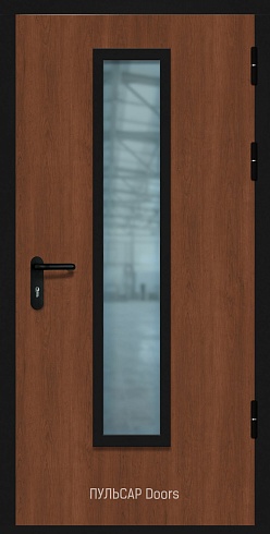Звукоизоляционная однопольная дверь EIS30 38Rw для гостиниц МДФ Bourbon-Cherry Cerisier-Bourbon с остеклением