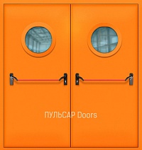 Двупольная противопожарная дверь стальная  стальная RAL-2011 с антипаникой – купить, заказать по выгодной цене от 49980 руб.