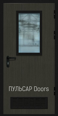 Звукоизоляционная дверь EIS30 38Rw для гостиниц c МДФ Storm Tempte bistro со стеклом и решеткой