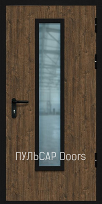 Одностворчатая дверь с большим остеклением и МДФ SmokeWood Bois-Fum
