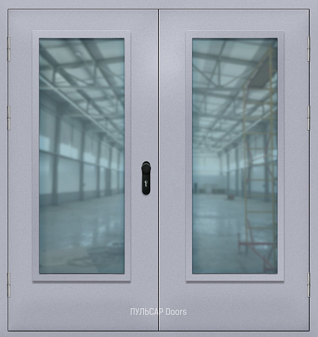 Противопожарная стеклянная дверь двупольная железная EI 60 с покрытием из порошка – купить, заказать по выгодной цене от 60606 руб.