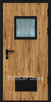 Противопожарная дверь со стеклом деревянная с покрытием пластиковой панели CPL