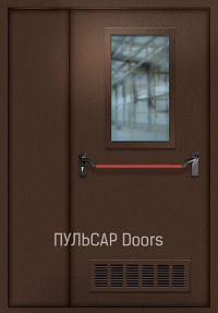 Противопожарная дверь со стеклом без порога с порошковым покрытием и решеткой – купить, заказать по выгодной цене от 38376 руб.